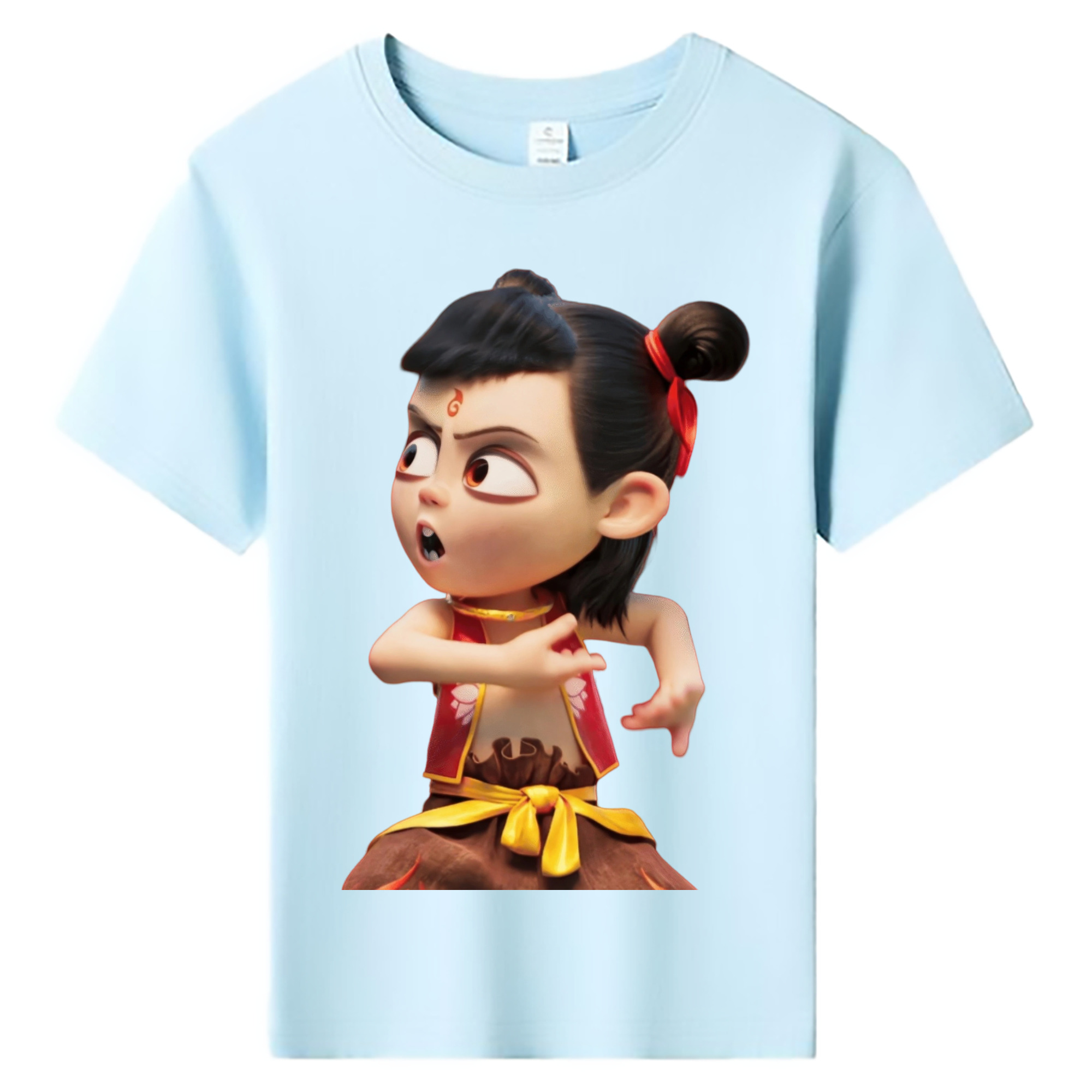 （画像用） Ne Zha 2 ナタ 魔童の大暴れ 綿100％キッズTシャツ（フロントプリント）